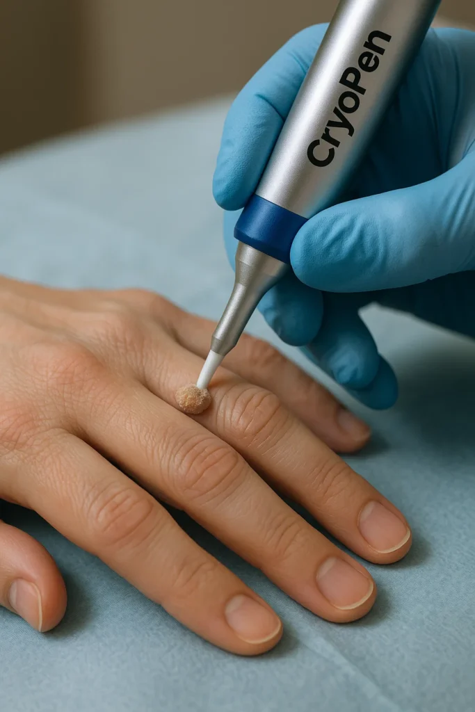 example of cryopen wart removal Milngavie treatment on a persons finger