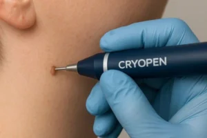 Person receiving skin tag removal Milngavie